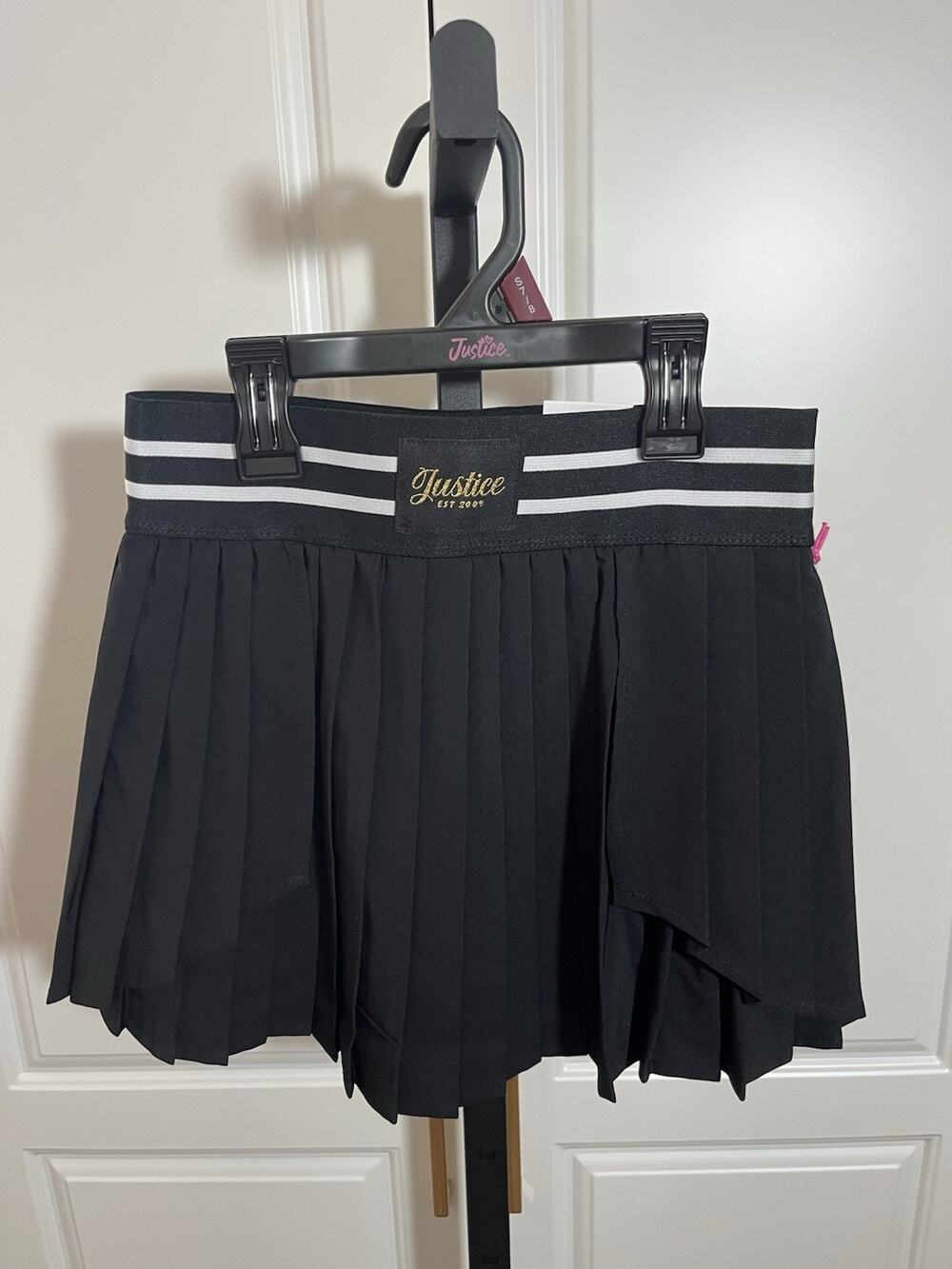 NEW NWT Girls Justice Black Pleated Athletic Skirt With Shorts Size Small 7/8